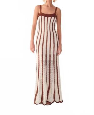 NEW DRESS TO bicolor knitted dress in beige